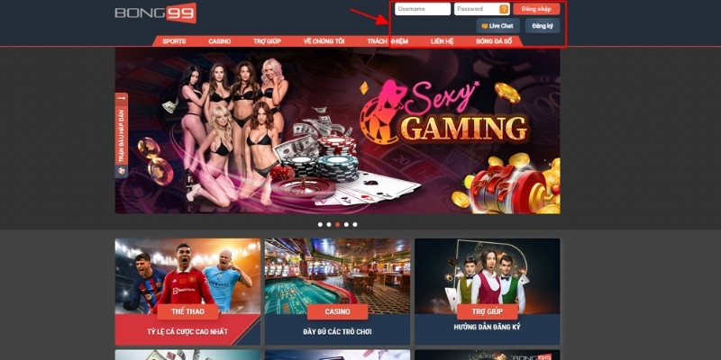 Các bước đăng nhập Bong99 thông qua giao diện web